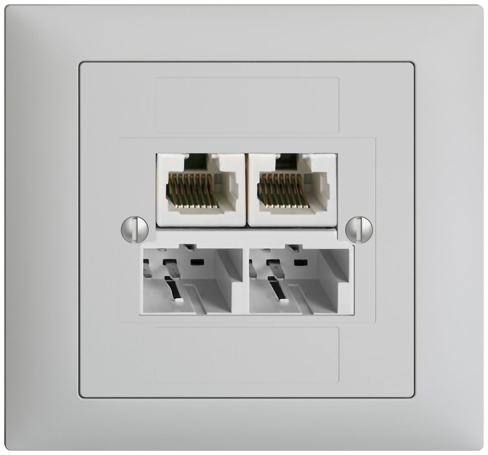 EB-Dose SOHO 2×TT/2×RJ45/u getr.ITplus EDIZIOdue hellgrau