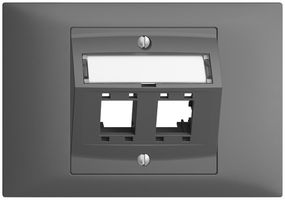 EB-Montageset EDIZIOdue BKE, mit Schrägauslasshaube, für 2×RJ45, dunkelgrau