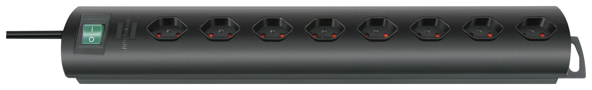 Prise multiple Primera-Line interrupteur 8×T13 90° 2m H05VV-F 3×1mm² no