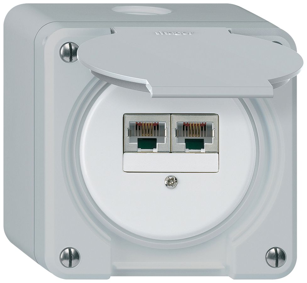 AP-Anschlussdose robusto IP55 grau 2×RJ45/s UKV getrennt