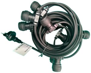 Illuminationsgirlande ELBRO 20m 2×1.5mm² 20×E27 230V mit T13 IP55, schwarz