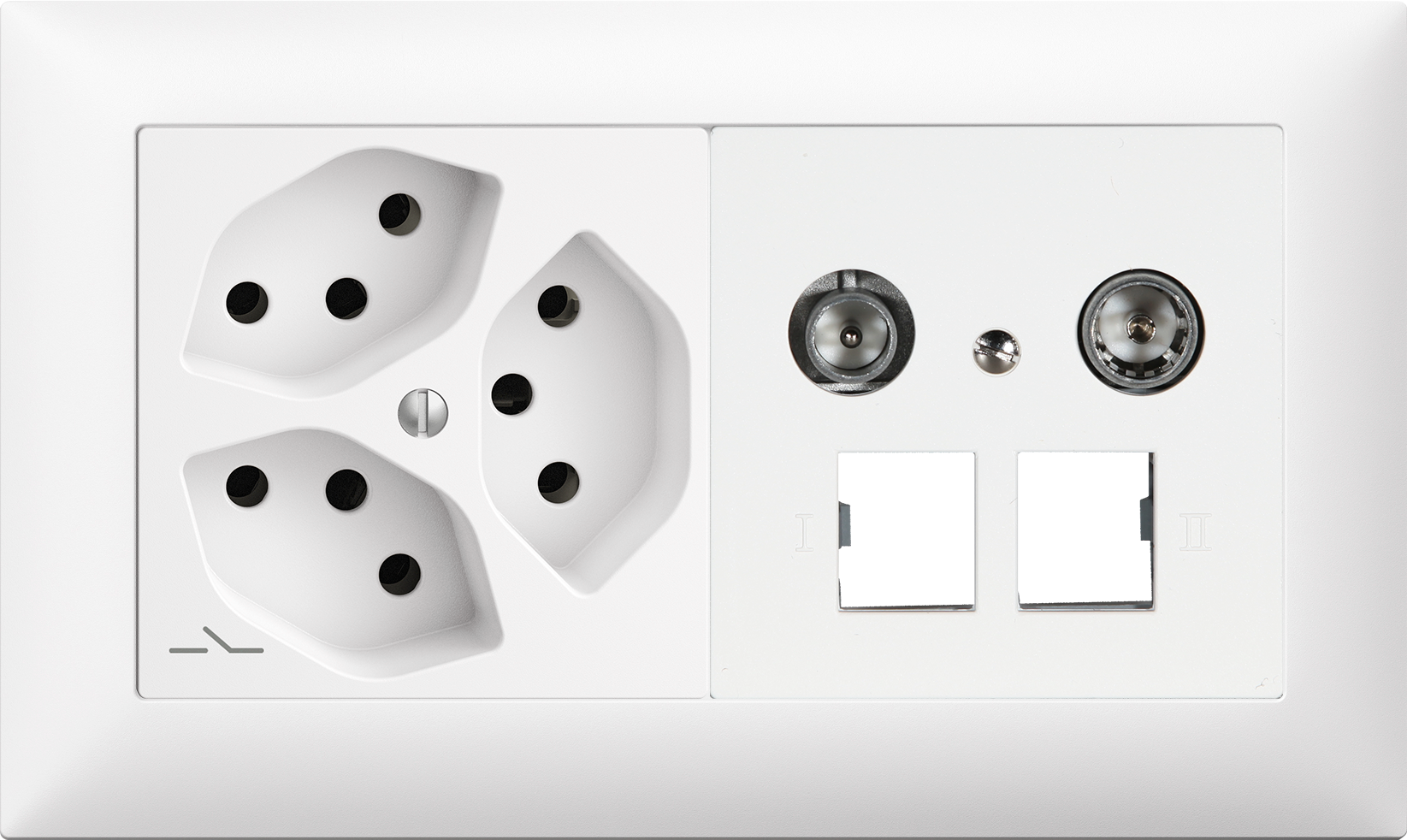 UP-Kombination Edue 1x2, 3×T13 1×S + 2xRJ45 11dB ws