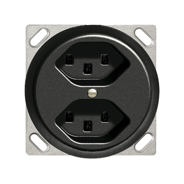 EB-Steckdose 2×T23 16A schwarz, FH, mit Steckklemmen