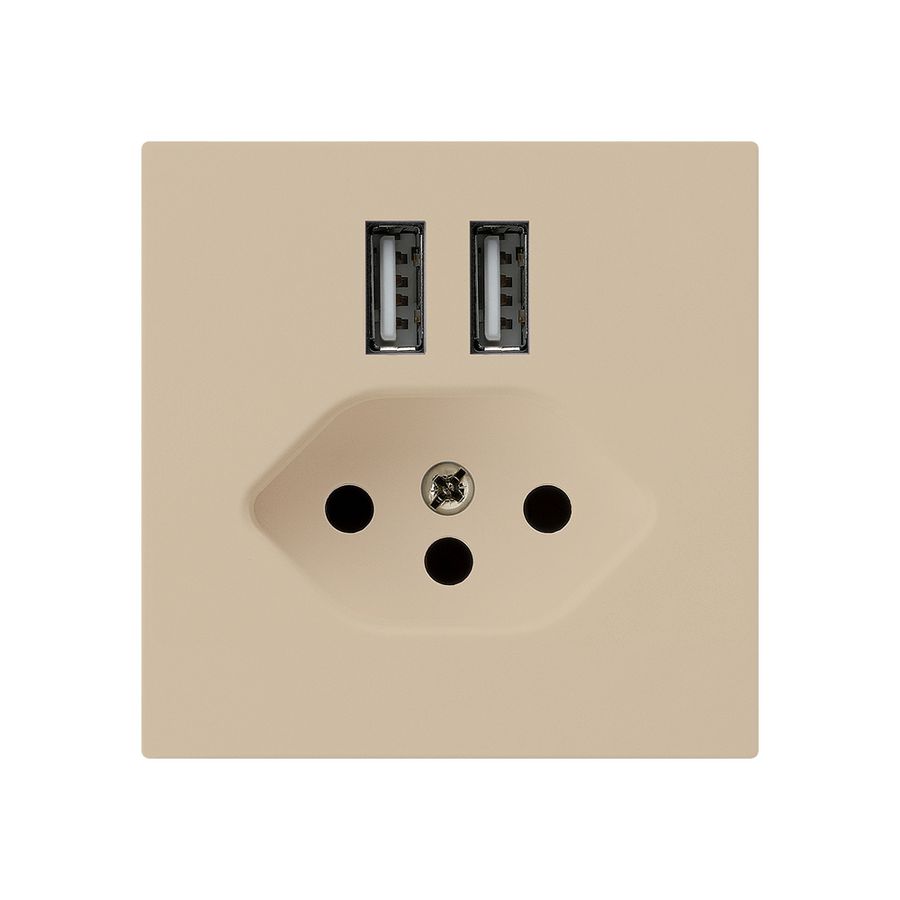 Prise 2×USB & T13 kallysto A 2400mA beige