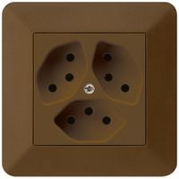 UP-Steckdose kallysto.trend 3×T13 braun mit Kinderschutz