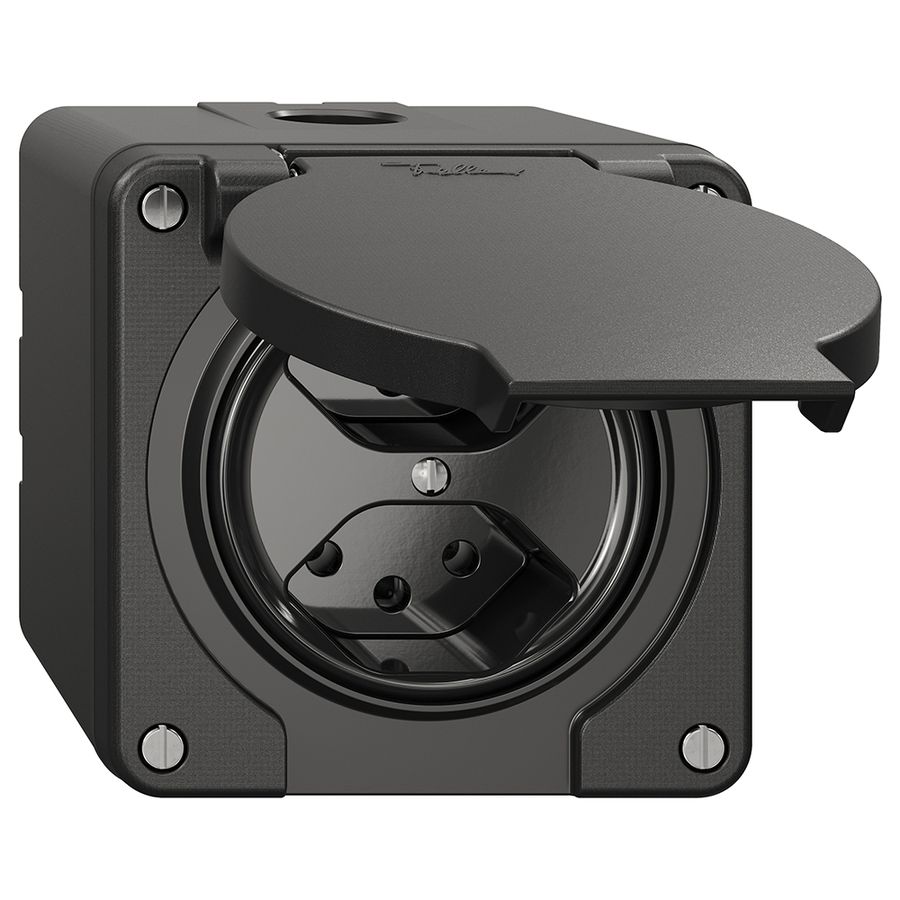 NAP-Steckdose NEVO, 2×T13, IP21, schwarz