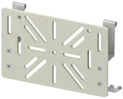 Montageplatte Niedax 80mm aufrastbar, montierte Klemmen, grau