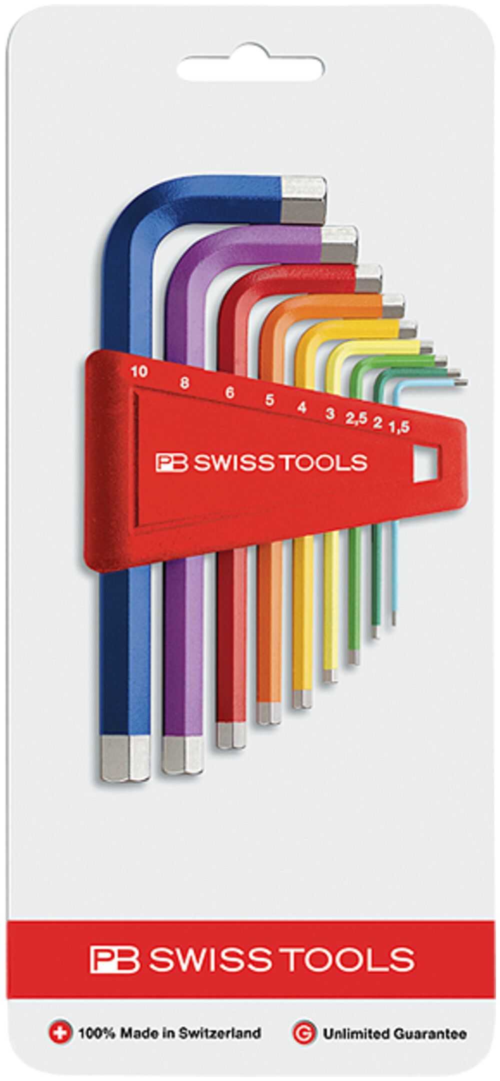 Jeu de clés mâles coudées PB 210 H-10 RB CN 1.5, 2, 2.5, 3, 4, 5, 6, 8, 10