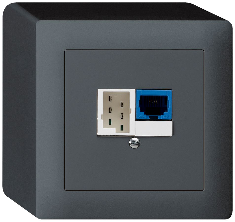 Boîte DSL AP 1×RJ45/1×T+T anthracite