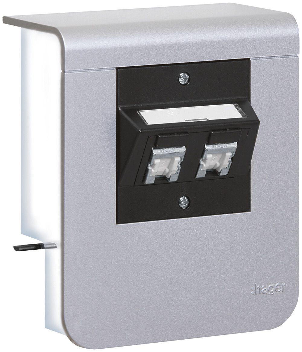 Supporto d'apparecchio Hager per SL20055 decorazione alluminio, 2×cat.6