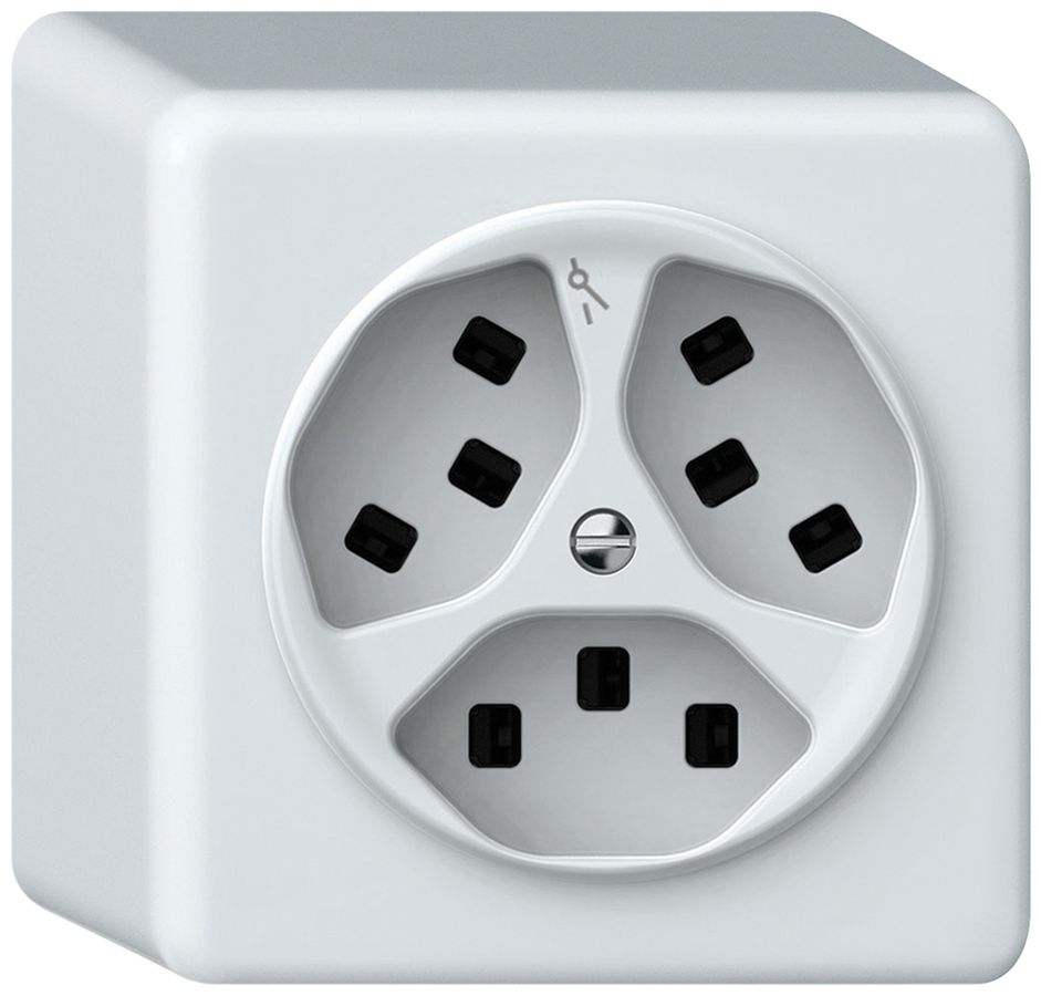 AP-Steckdose origin 3×Typ 23 1×S 16A 230V 88×88×54mm weiss