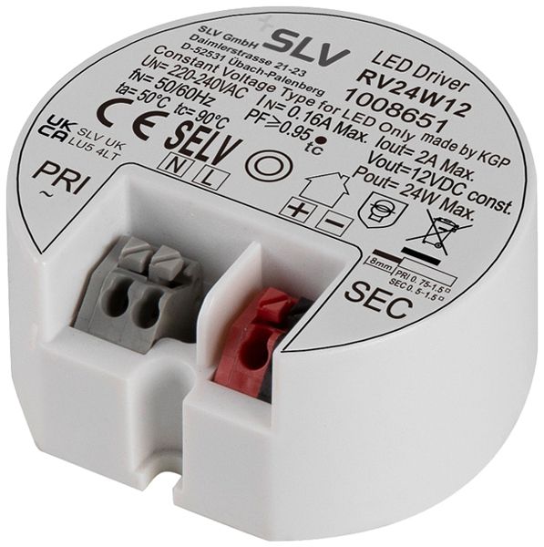 Alimentation LED SLV 24W 12V 2000mA ON/OFF Ø55×25mm