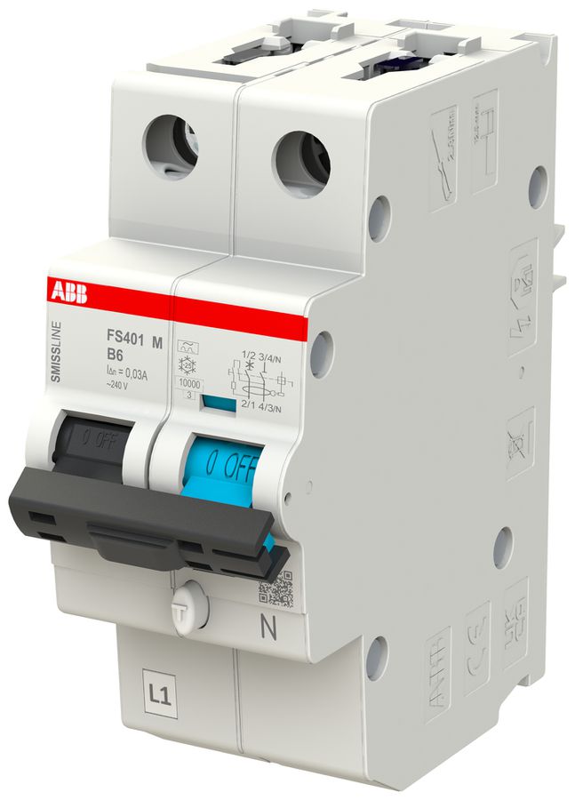 Disgiuntore differenziale ABB FS401M SMISSLINE TP B-6A/30mA 1LN 10kA tipo A