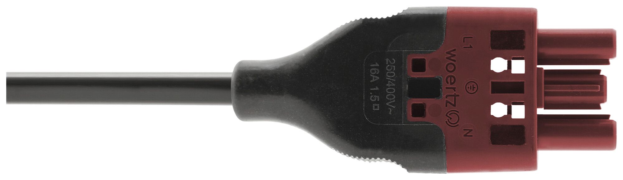 Anschlussleitung Woertz 49343/C4 3×1.5mm² 250V 16A 6m rt Buchse-frei Cca