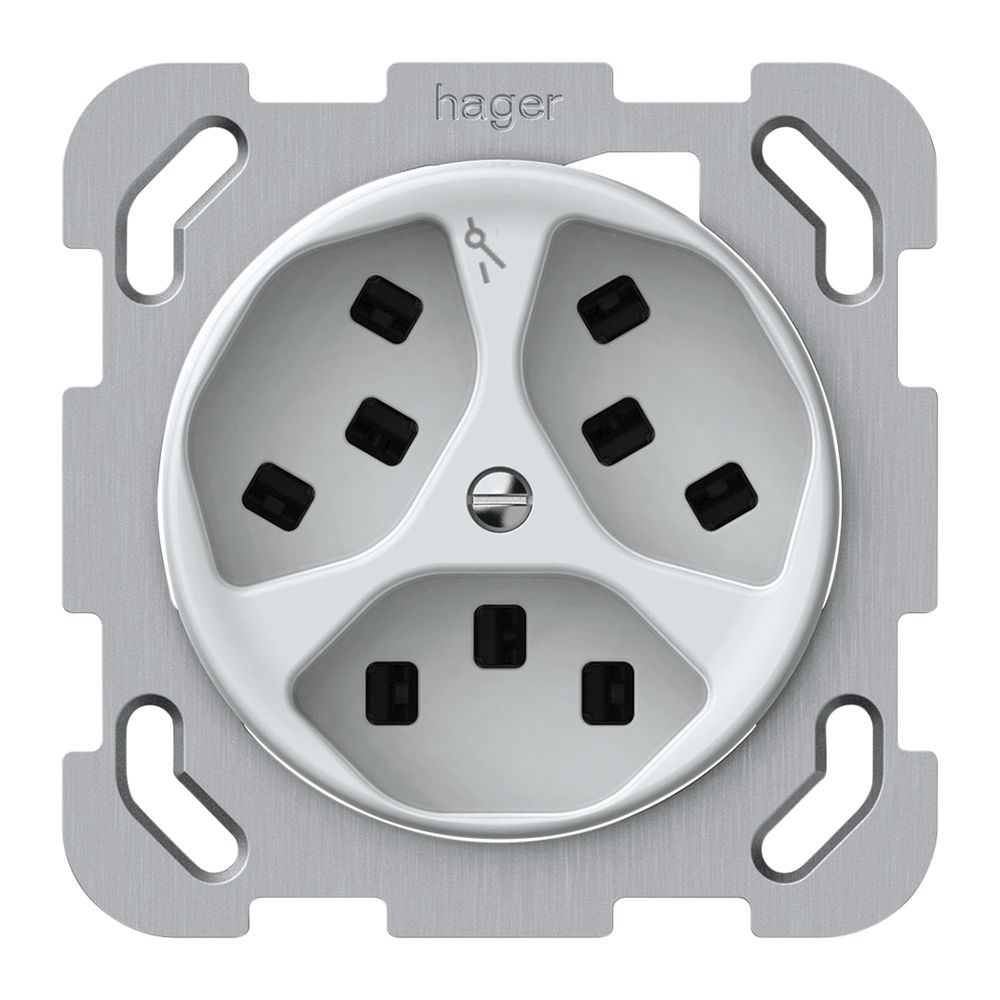 Prise ENC origin 3×type 23 1×S 16A 230V 77×77mm blanc