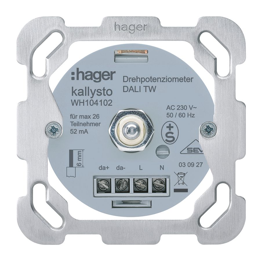 Einsatz zu Power-Drehgeber DALI TW Hager mit Befestigungsplatte