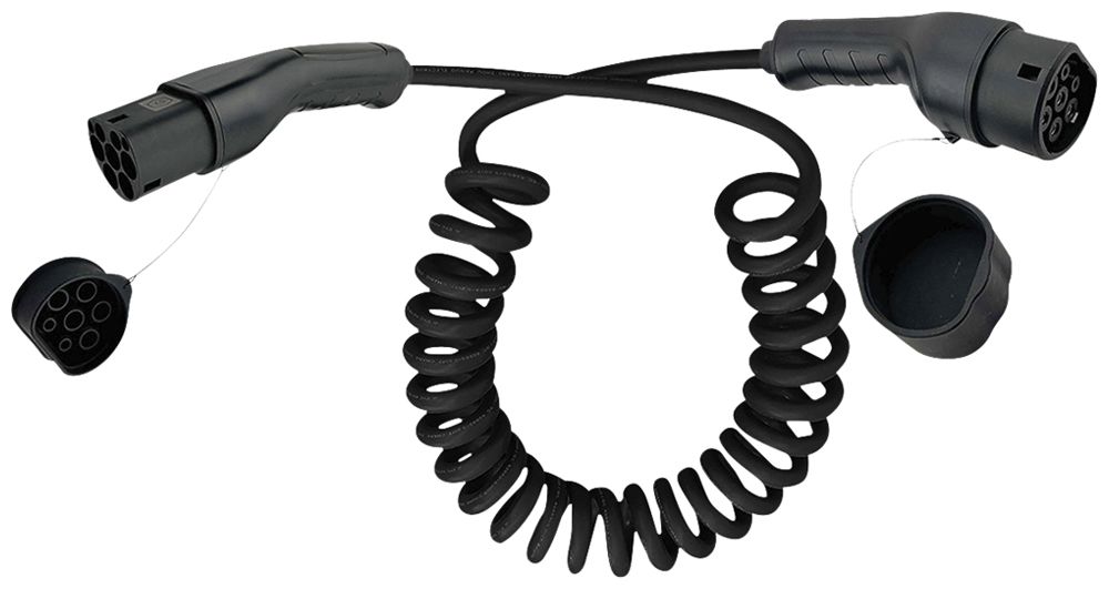 Ladekabel E-Mobility ROLINE Mode 3 T2/T2 11kW 16A 3L spiral schwarz 5m