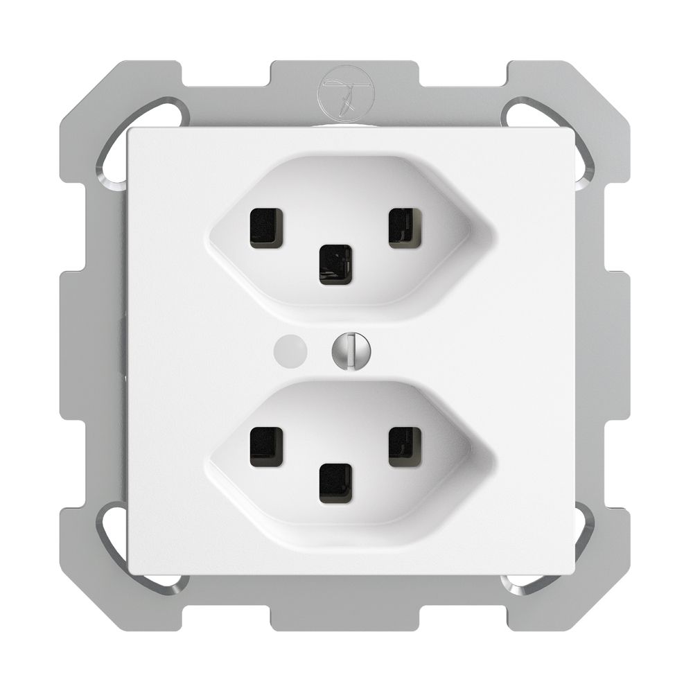 Presa INC 2×T23 16A bianco con LED verde EDIZIOdue