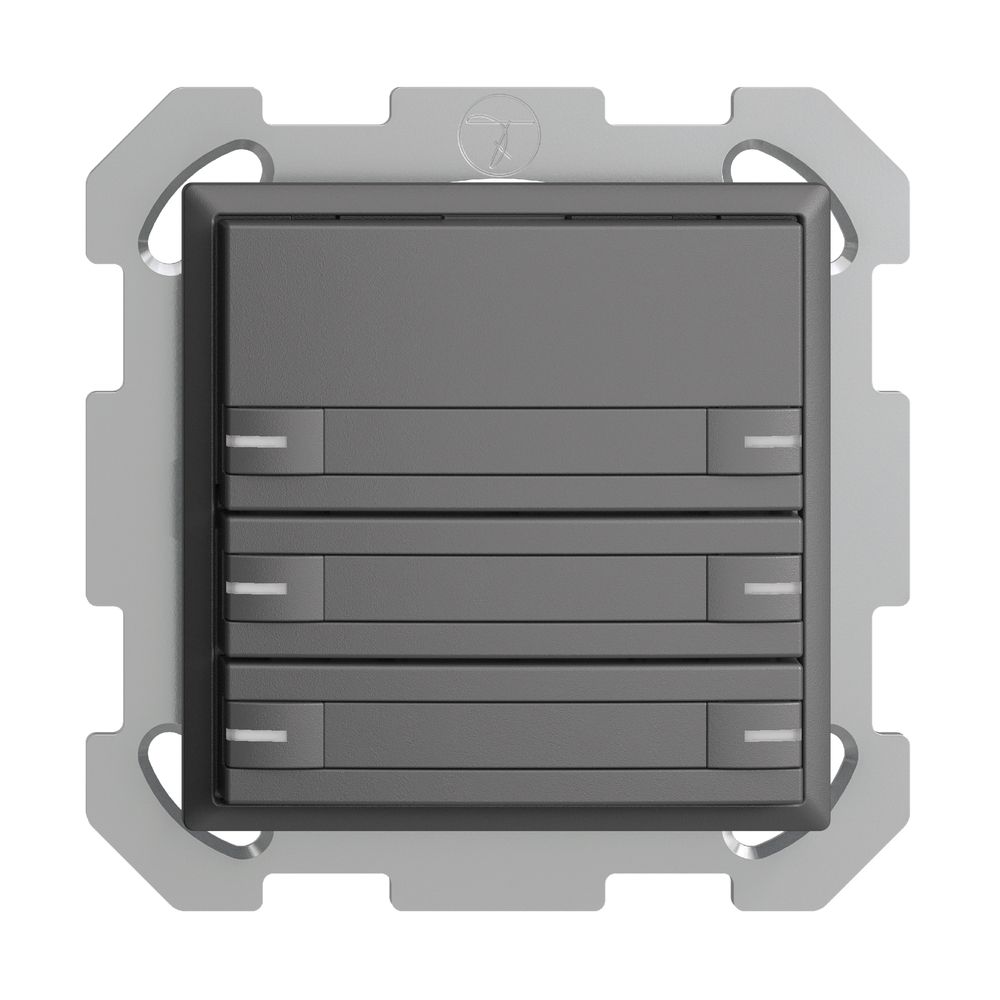 Poussoir ENC KNX 6× EDIZIOdue gris foncé RGB avec LED avec insert papier