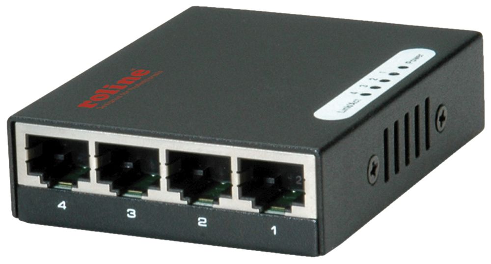 Switch ROLINE, 4-port 10/100/1000Mbit/s, auto-negotiation, full-duplex