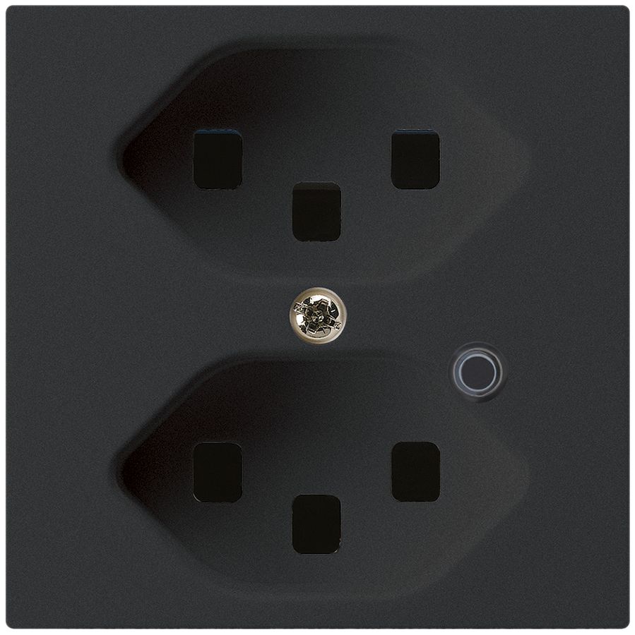 Steckdose Hager kallysto 2×T23 beleuchtet A schwarz