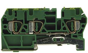 Borne de terre joignable Woertz 0.5…2.5mm² ressort 3×1 rail DIN 35mm vert/jaune