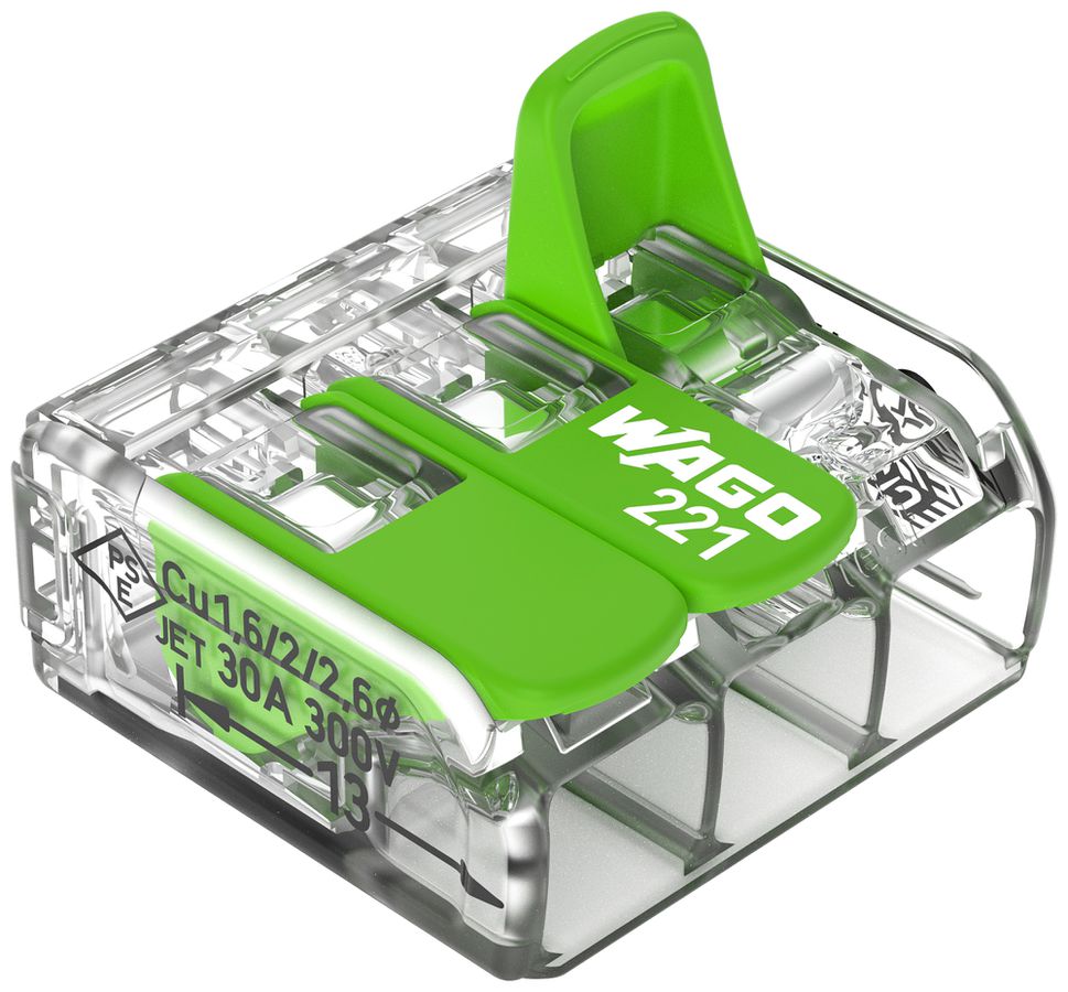 Borne de connexion WAGO Green Range 3L 0.5…6mm² avec levier vt transparent