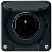 Prise HA robusto type 25 avec bornes enfichables avec couvercle noir