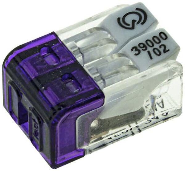 Borne de connexion Woertz 2P 0.2…2.5mm² leviers de commande violet transparent