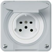Steckdose HA robusto Typ 15 mit Steckklemmen mit Klappdeckel grau