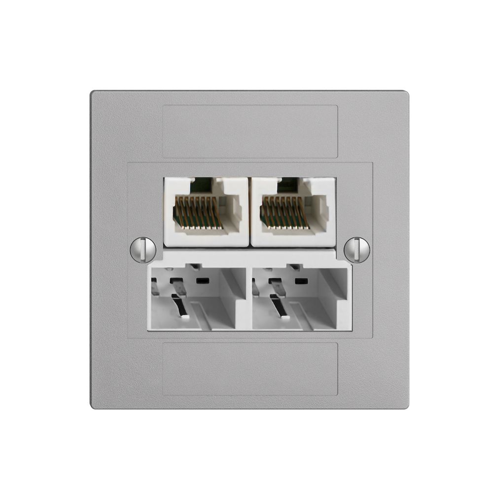 UP-Dose SOHO 2×TT/2×RJ45/u silver getr.ITplus EDIZIOdue