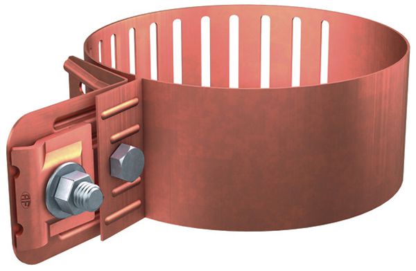 Collier de contact réglable Flury Al 3, Cu nu, tube Ø 70…120mm