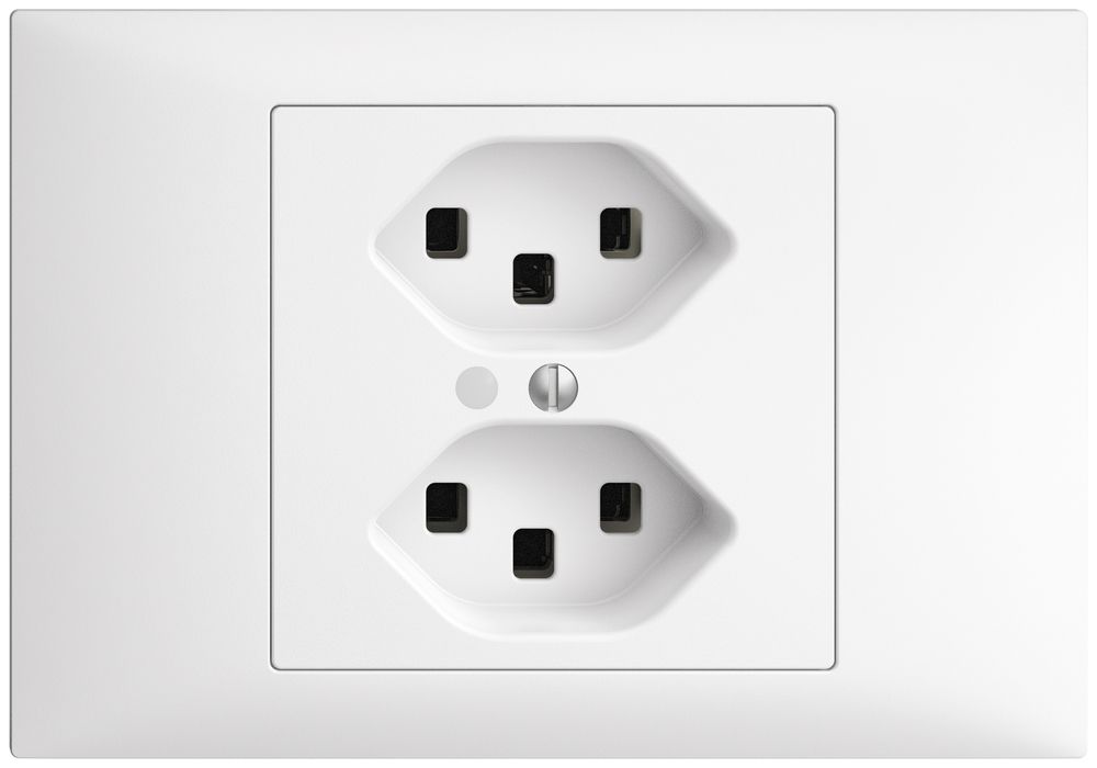 EB-Steckdose 2×T23 16A EDIZIOdue weiss mit LED grün, Steckklemme