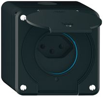AP-Steckdose robusto 1×Typ 13 beleuchtet IP55 schwarz