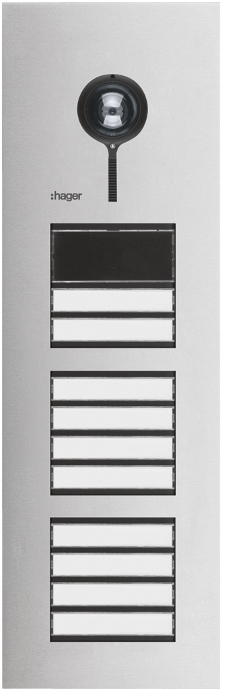 Aussenstation Video Hager elcom.one 2-Draht mit LED für 10Wohnungen Edelstahl