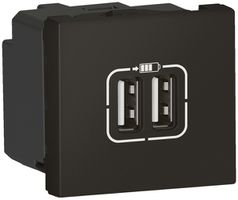 USB-Ladesteckdose MOS 2×Typ-A 3A 5V 2 Module schwarz matt