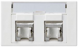 FLF-Steckdose Hager Kat.6 2RJ45/S weiss