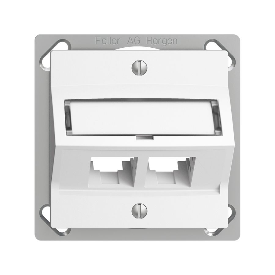 Kit de montage INC S-One EDIZIOdue FM.TE pour 2×RJ45 oblique, blanc