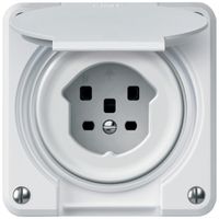 Steckdose robusto 1×T25 16A 400V 86×86mm IP21 weiss