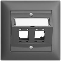 UP-Montageset EDIZIOdue, mit Schrägauslasshaube, für 2×RJ45, dunkelgrau