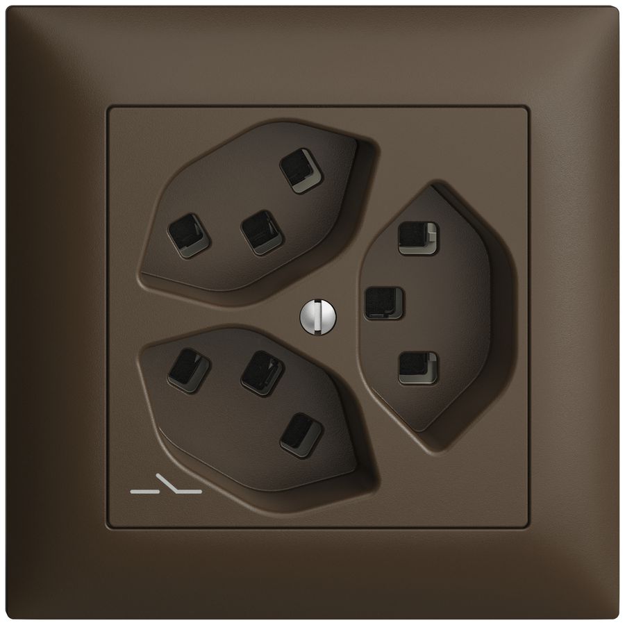 UP-Steckdose 3×T23 Feller EDIZIOdue FMI, 1×getrennt, Steckklemmen, coffee