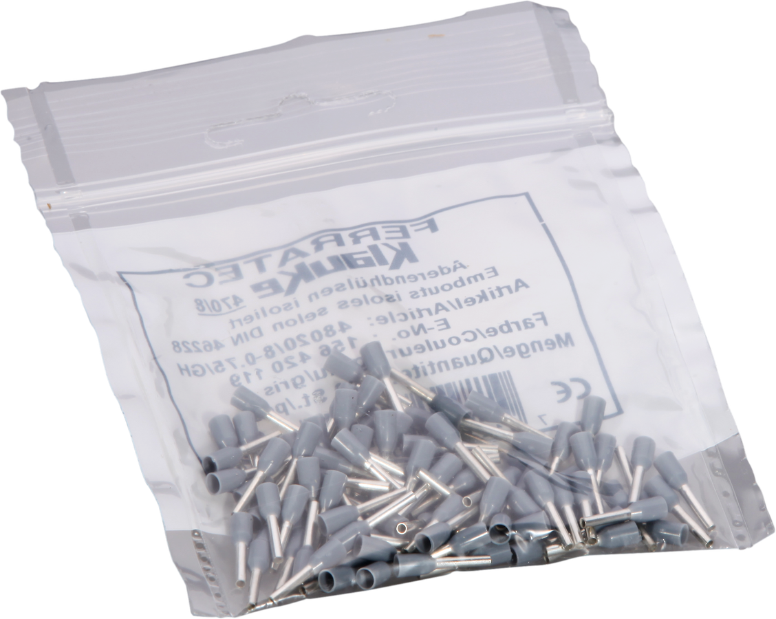 Aderendhülse Ferratec DIN isoliert 0.75mm²/8mm grau