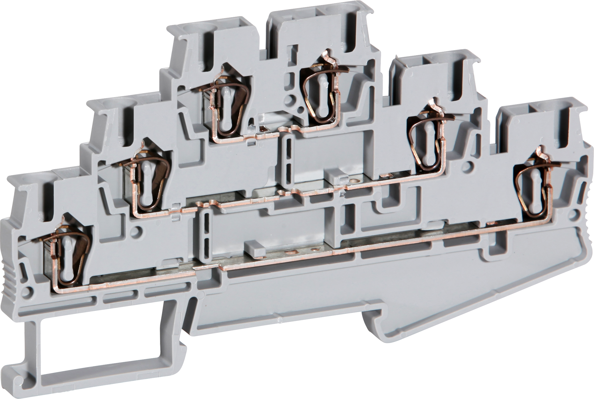 Dreistockklemme 0.08…4mm² Zugfederanschluss grau