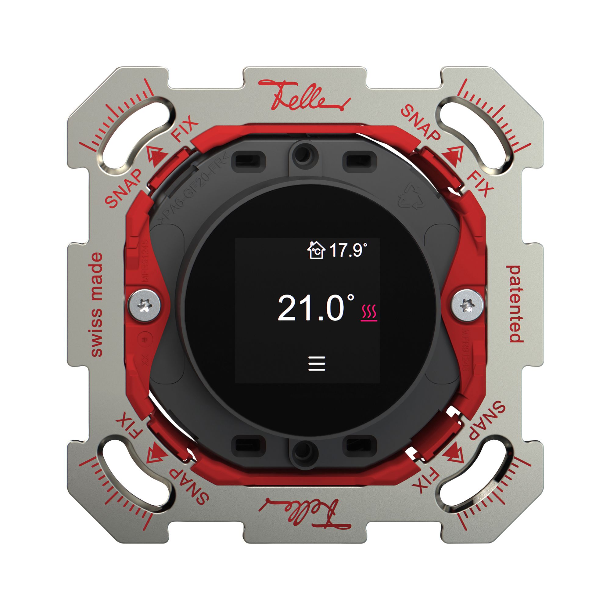 Termostato ambiente INC Feller SNAPFIX® 230VAC 4…30°C 77×77mm