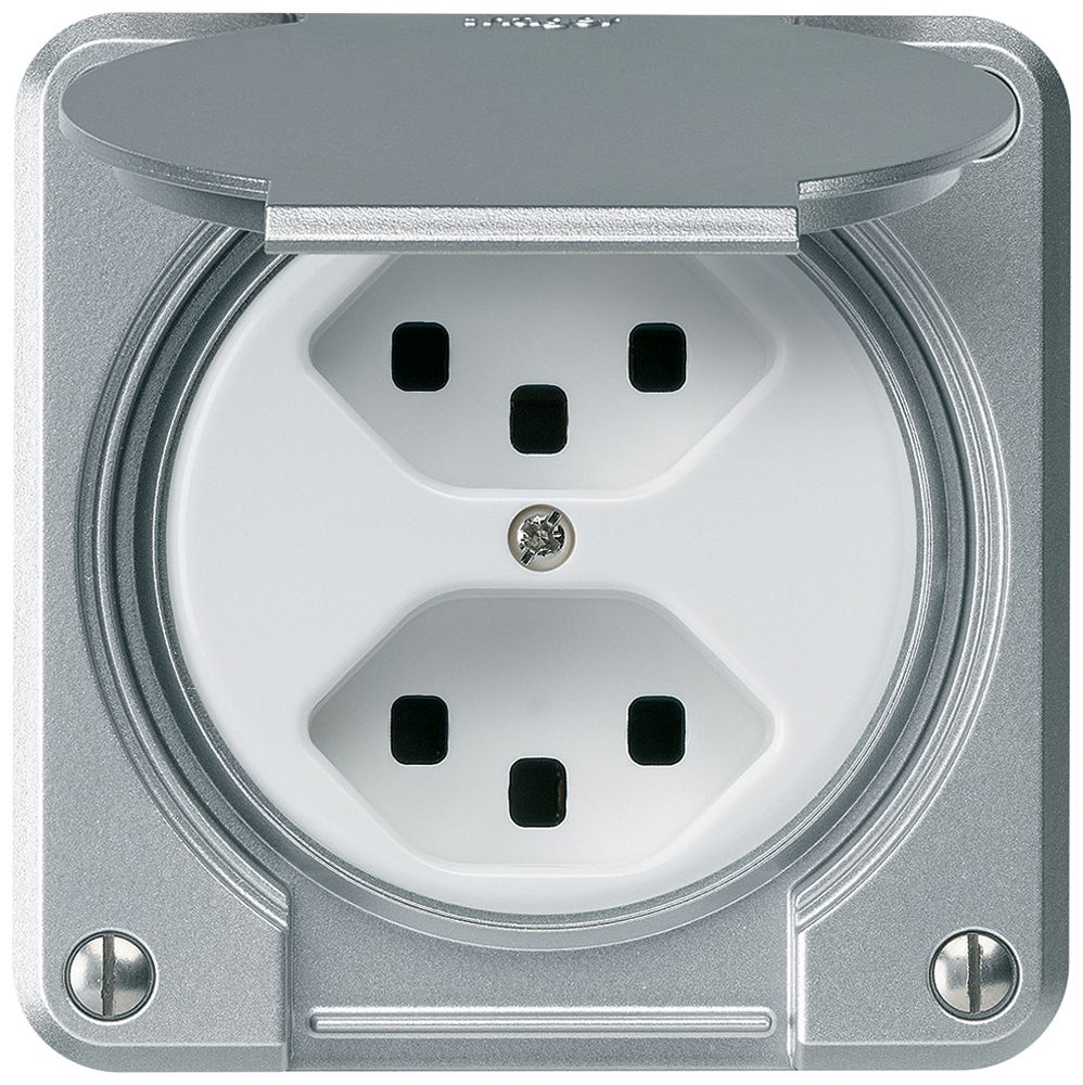 UP-Steckdose robusto 2×Typ 23 aluminium für Kombination