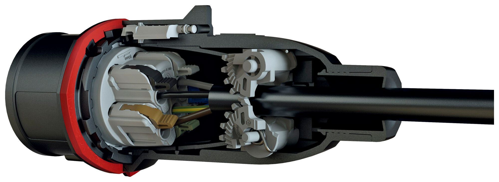 Spina CEE NEO 5P 16A >50V 1h grigio IP54 morsetto senza vite