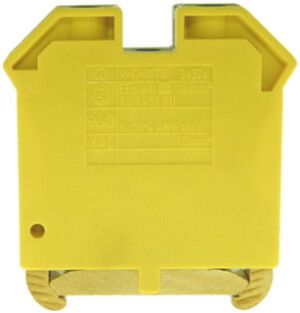 Morsetto di terra componibile Woertz Ex 6…16mm² vite 2×1 DIN 35mm verde/giallo