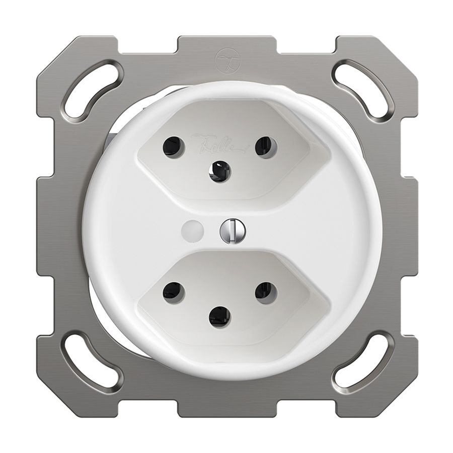 UP-Steckdose Sdue QM, 2×Typ 13, mit LED, mit Befestigungsplatte, weiss