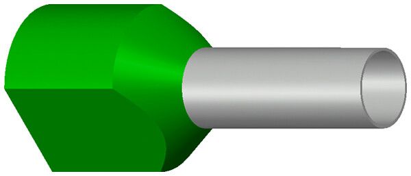 Capocorda doppio isolato 2×6mm² 14mm tipo B verde