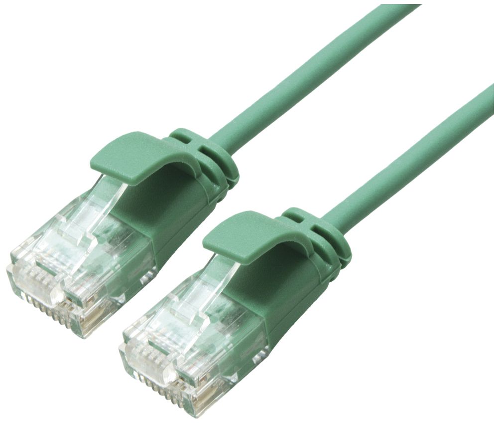 Patchkabel RJ45 ROLINE Slim, Kat.6A U/UTP, rund, grün, 2m